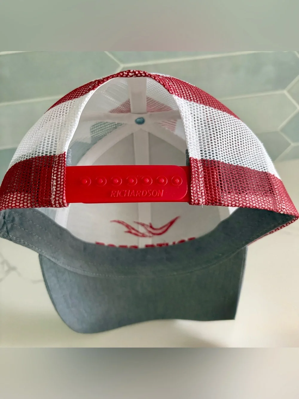 NWT Fouts Bros Richardson 112 Trucker Snapback Hat Grey Patriotic USA Flag Mesh